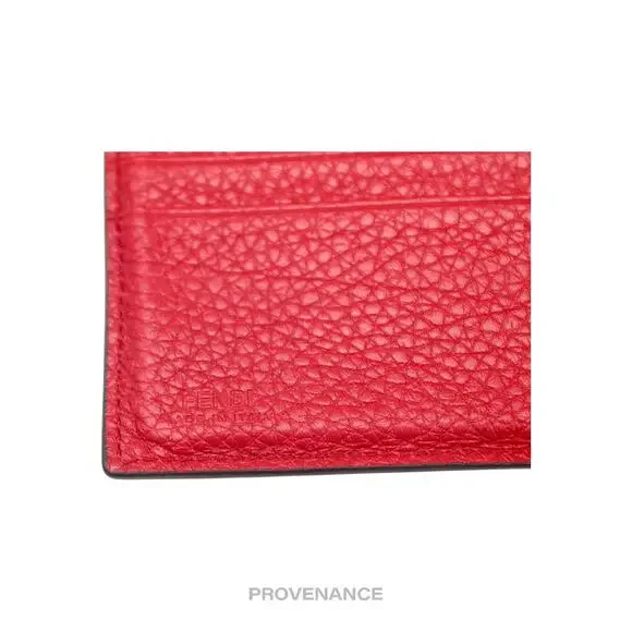 🔴 Fendi  FF Logo Bifold Wallet - Pebbled Red Leather - Picture 8 of 11